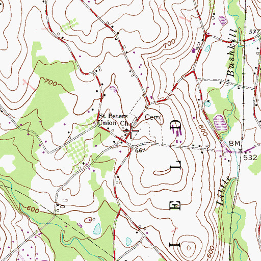 Topographic Map of Saint Peters Union Church, PA