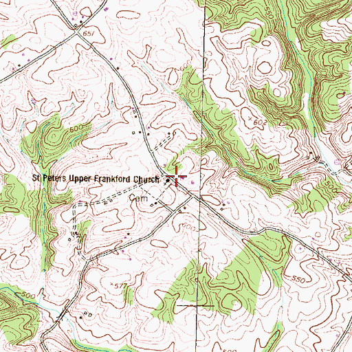 Topographic Map of Saint Peters Upper Frankford Church, PA