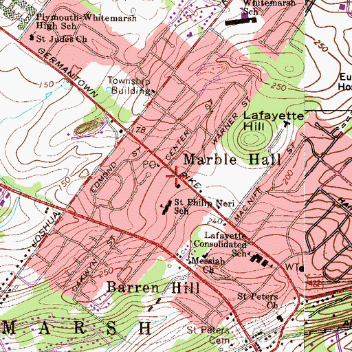 Topographic Map of Saint Philip Neri School, PA