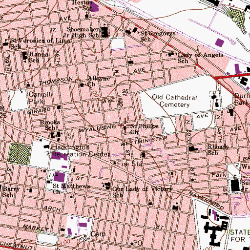 Topographic Map of Saint Philips Church, PA