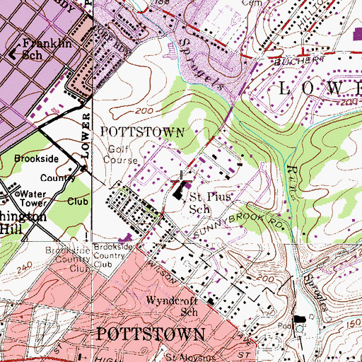 Topographic Map of Saint Pius X High School, PA