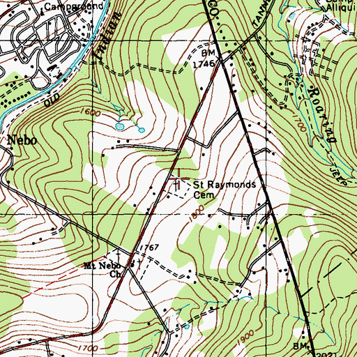 Topographic Map of Saint Raymonds Cemetery, PA