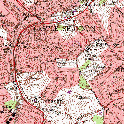 Topographic Map of Saint Sava Cemetery, PA