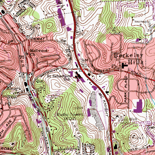 Topographic Map of Saint Sebastian School, PA
