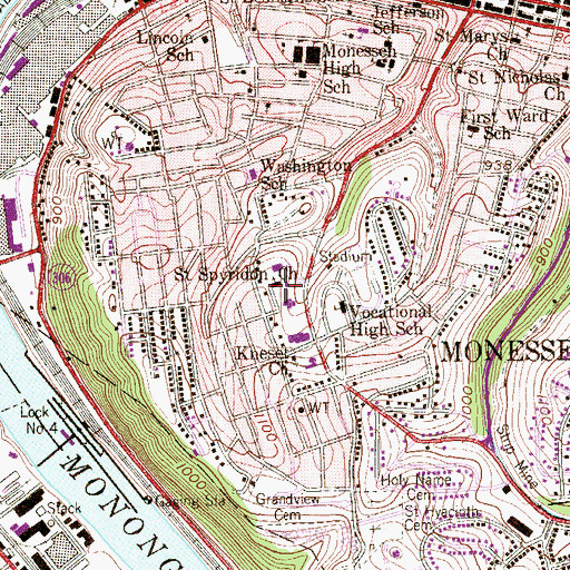 Topographic Map of Saint Spyridon Church, PA