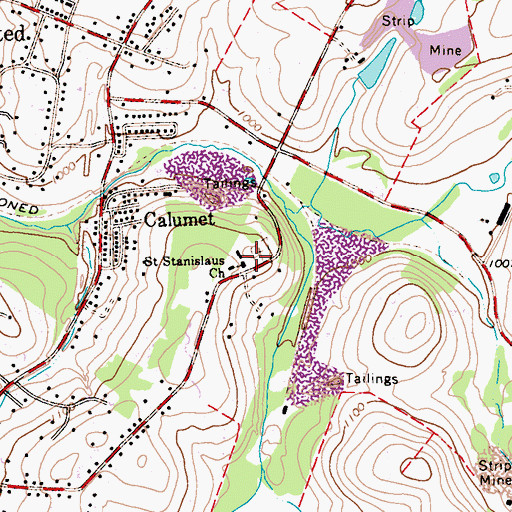 Topographic Map of Saint Stanislaus Church, PA