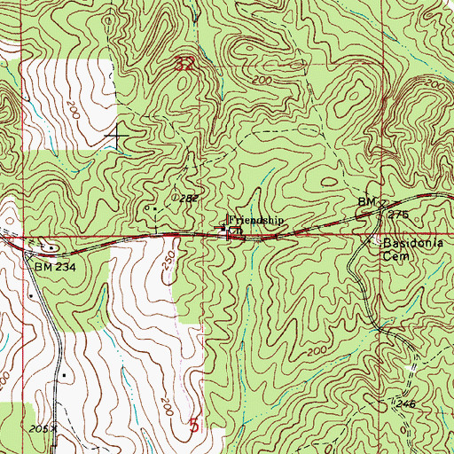 Topographic Map of Friendship Church, AL