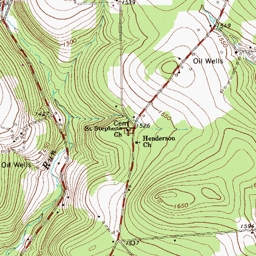 Topographic Map of Saint Stephens Church, PA