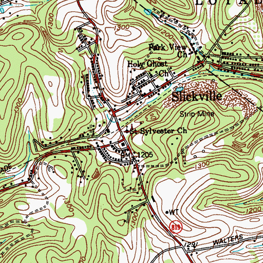 Topographic Map of Saint Sylvester Church, PA