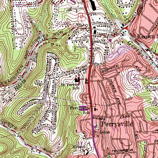 Topographic Map of Saint Teresa School, PA