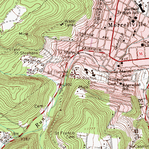 Topographic Map of Saint Theresa Cemetery, PA