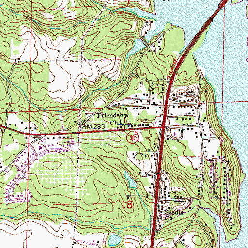 Topographic Map of Friendship Church, AL