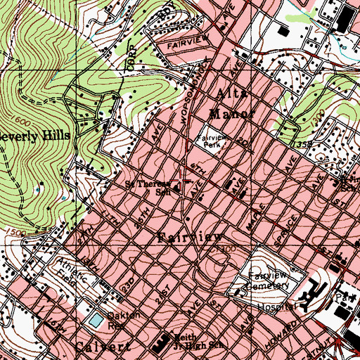 Topographic Map of Saint Theresa School, PA