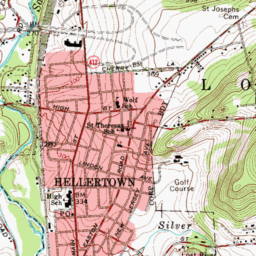 Topographic Map of Saint Theresa School, PA