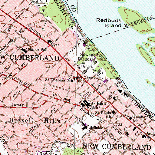 Topographic Map of Saint Theresa School, PA