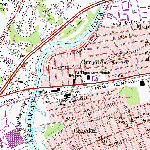 Topographic Map of Saint Thomas Aquinas School, PA