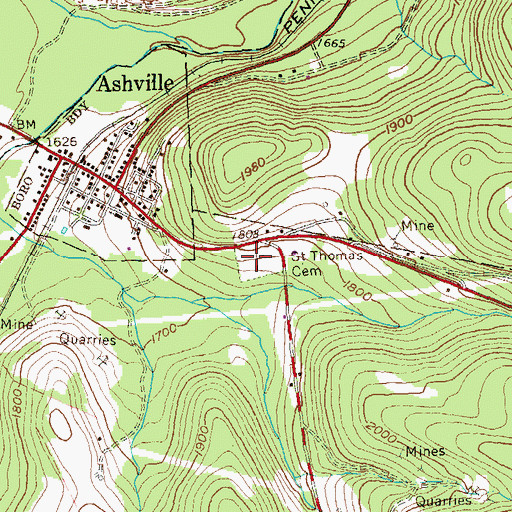 Topographic Map of Saint Thomas Cemetery, PA