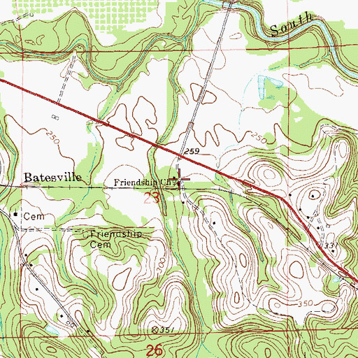 Topographic Map of Friendship Church, AL