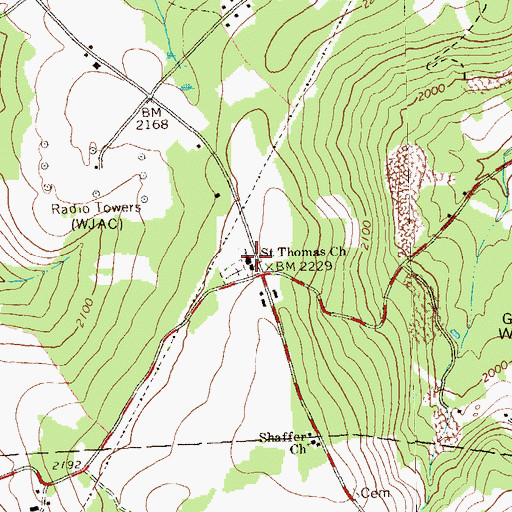 Topographic Map of Saint Thomas Church, PA
