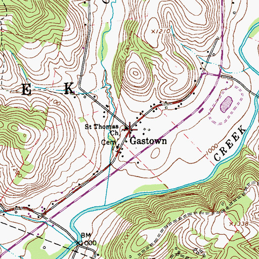 Topographic Map of Saint Thomas Church, PA