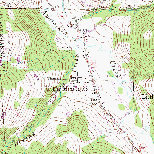 Topographic Map of Saint Thomas Church, PA