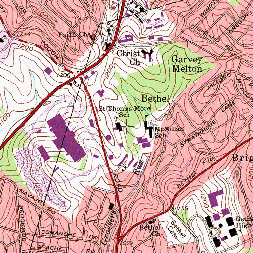 Topographic Map of Saint Thomas More School, PA