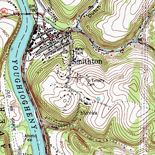 Topographic Map of Saint Timothys Cemetery, PA