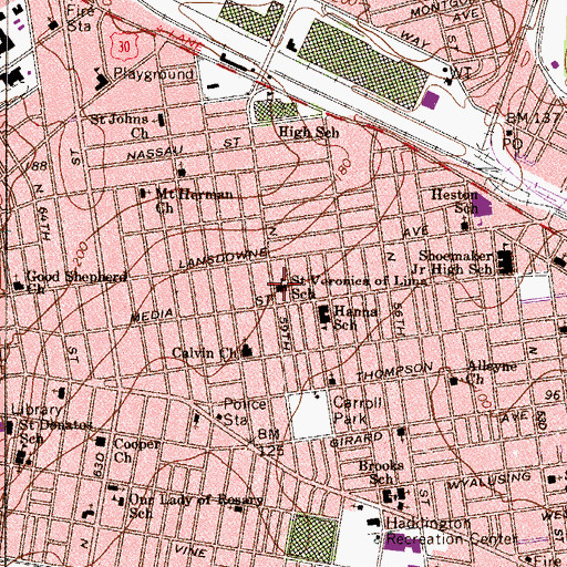 Topographic Map of Saint Veronica of Lima School, PA