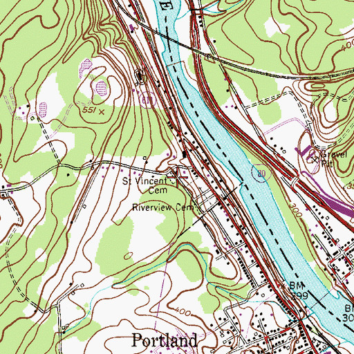 Topographic Map of Saint Vincent Cemetery, PA
