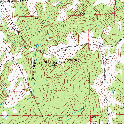 Topographic Map of Friendship Church, AL