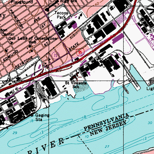 Topographic Map of Saint Vincents School, PA