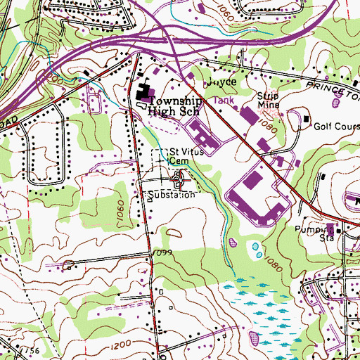 Topographic Map of Saint Vitus Cemetery, PA