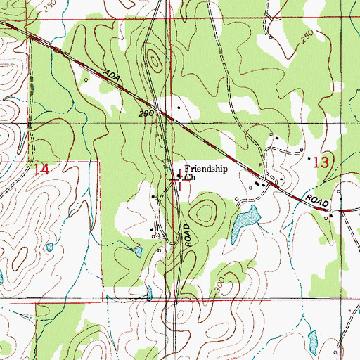 Topographic Map of Friendship Church, AL