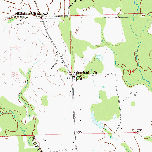 Topographic Map of Friendship Church, AL