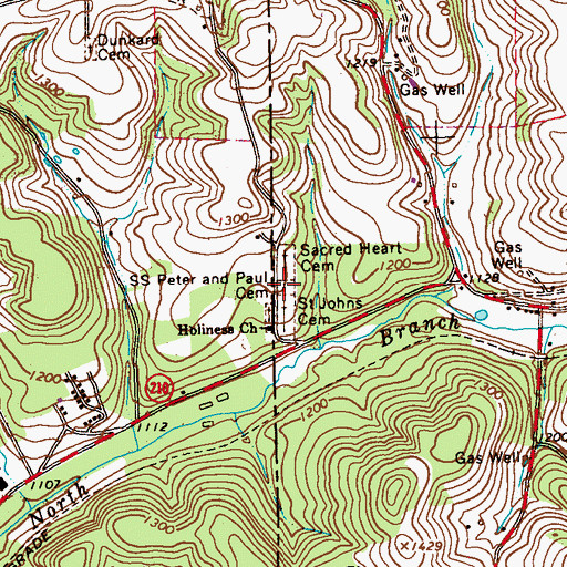 Topographic Map of Saints Peter and Paul Cemetery, PA