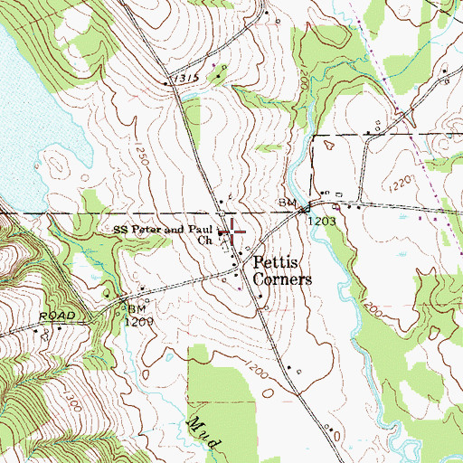 Topographic Map of Saints Peter and Paul Church, PA