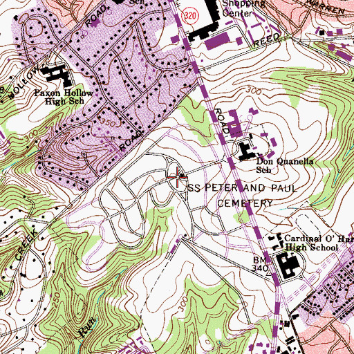 Topographic Map of Saints Peter and Paul Cemetery, PA