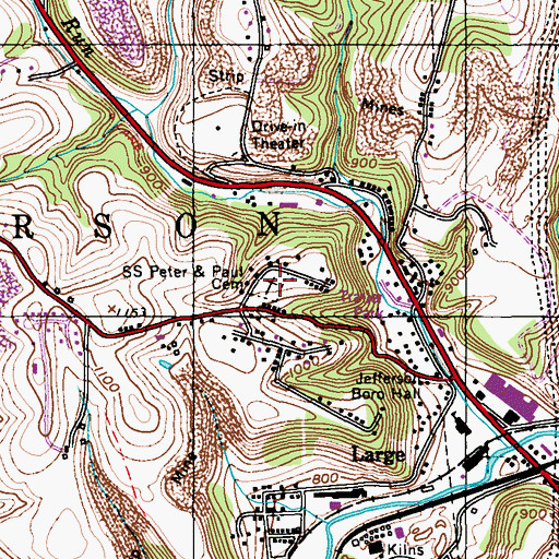 Topographic Map of Saints Peter and Paul Cemetery, PA