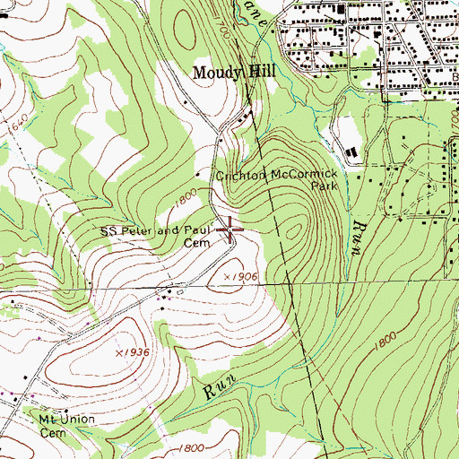 Topographic Map of Saints Peter and Paul Cemetery, PA