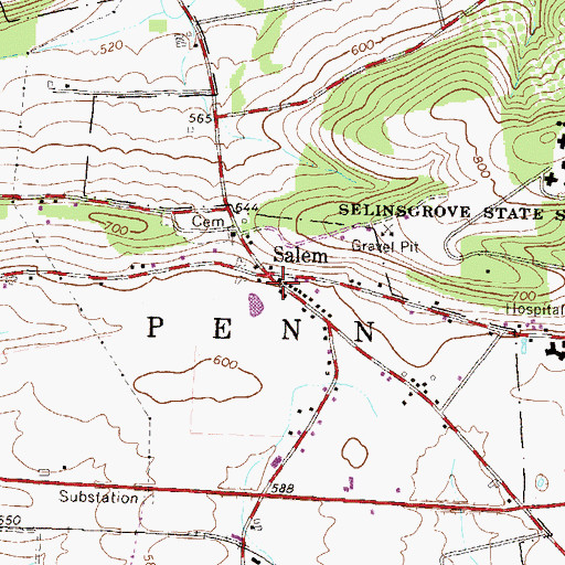 Topographic Map of Salem, PA