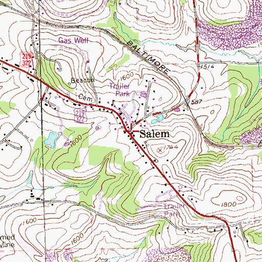Topographic Map of Salem, PA
