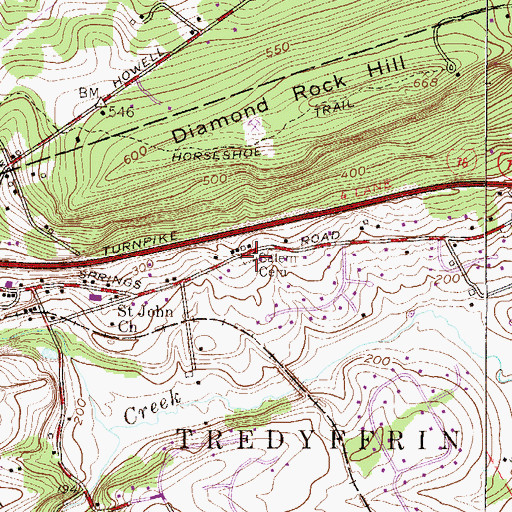Topographic Map of Salem Cemetery, PA