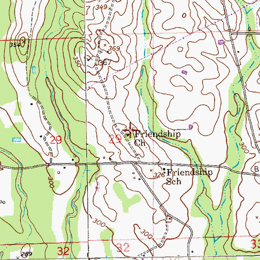 Topographic Map of Friendship Church, AL