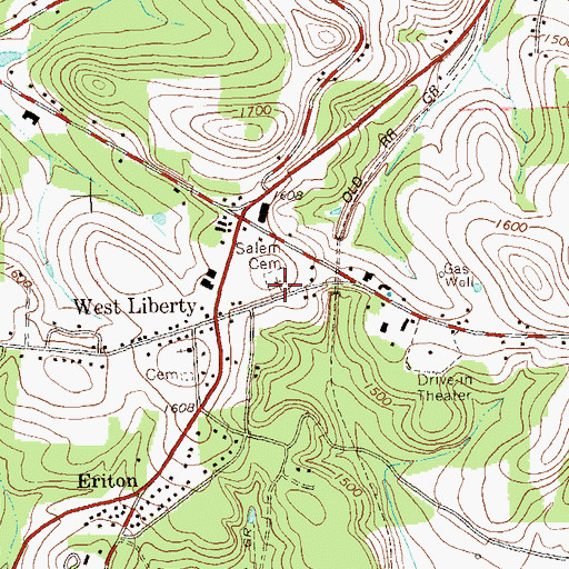 Topographic Map of Salem Cemetery, PA