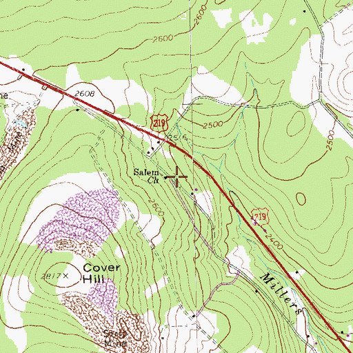 Topographic Map of Salem Church, PA