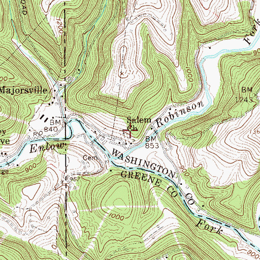 Topographic Map of Salem Church, PA