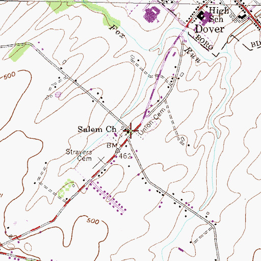 Topographic Map of Salem Church, PA