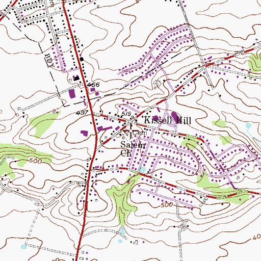 Topographic Map of Salem Church, PA