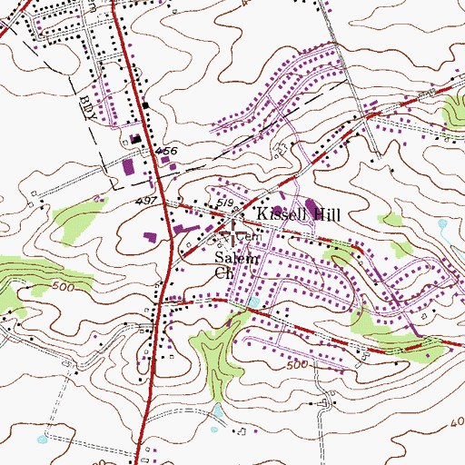 Topographic Map of Salem Church, PA