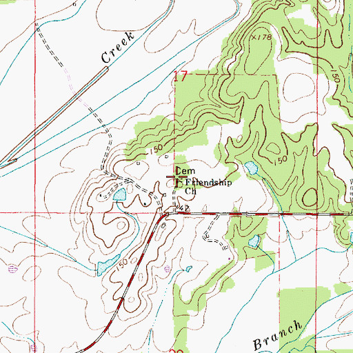 Topographic Map of Friendship Church, AL
